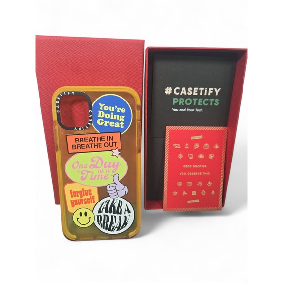 Casetify iPhone 11 Case Motivational Stickers Protective Phone Cover Yellow - Picture 1 of 4